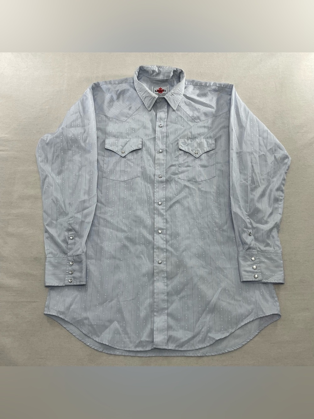 Vintage Western Shirt Cream MWG Metallic Weave Pearl Snap Large~ Canada Made